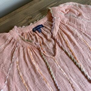 Democracy Womens PXL‎ Petite Pink V-Neck Long Sleeve Blouse Top